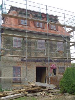 Barockhaus in Markkleeberg-Zöbigker vor Sanierung des Außenputzes